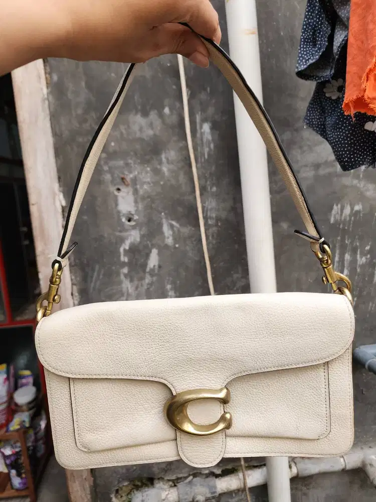 Coach tabby 26 chalk putih krem creamkulit asli sling shoulder bag tas