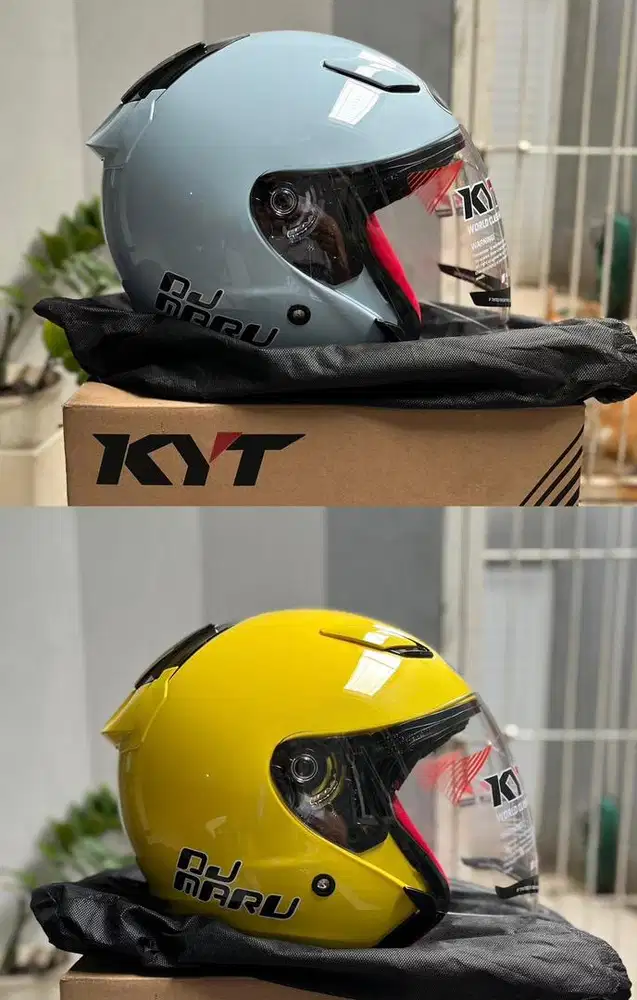 BARU! Helm KYT DJ MARU Warna Lemon Yellow dan Steel Blue size L