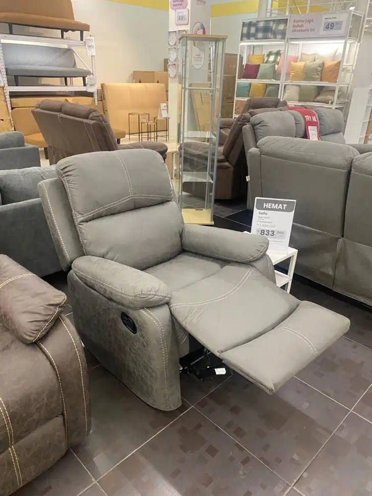 Sofa Recliner 1 Seater Nathan Grey