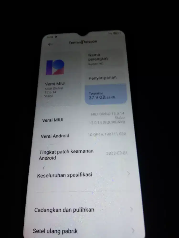 Redmi 9c Ram 4.Hp Cas.minus Retak bawah