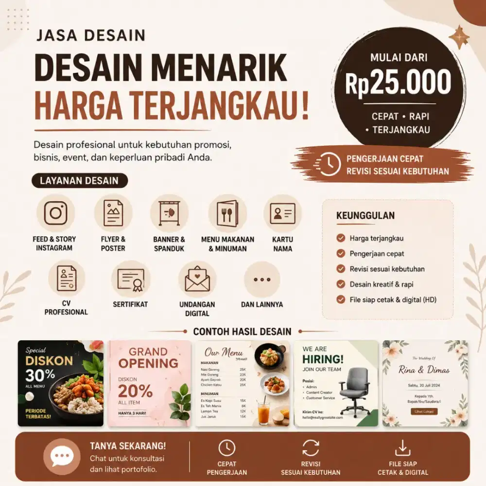 Jasa Desain Grafis Promosi UMKM, Cafe, Toko Online & Event