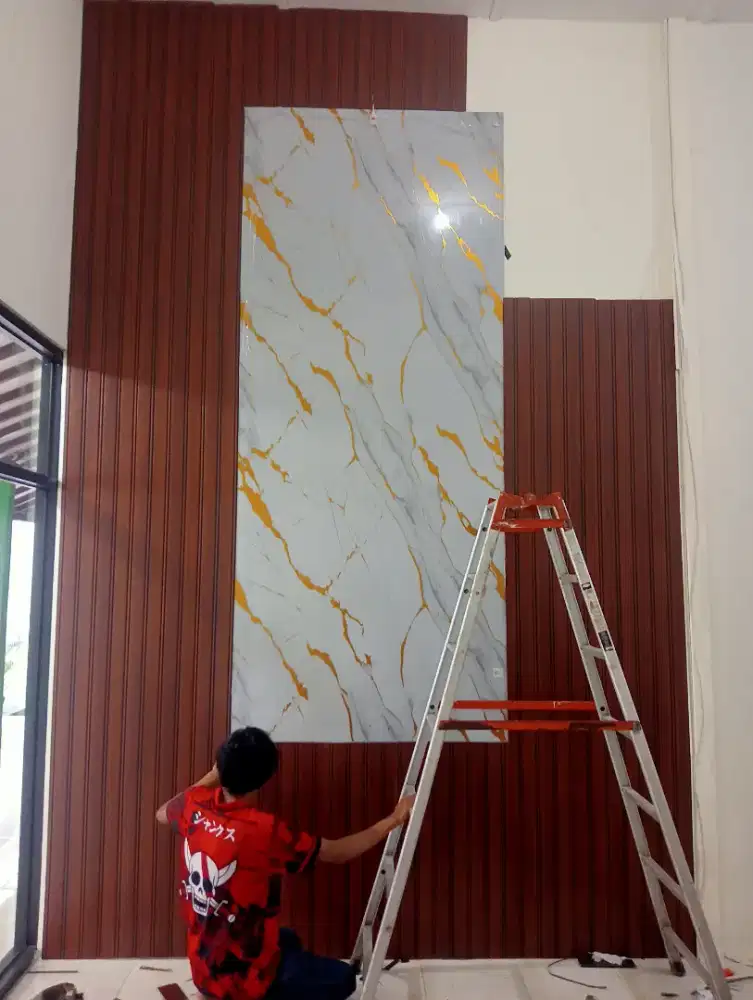 Sedia Backdrop PVC marmer dan wallpanel free pasang area jogja