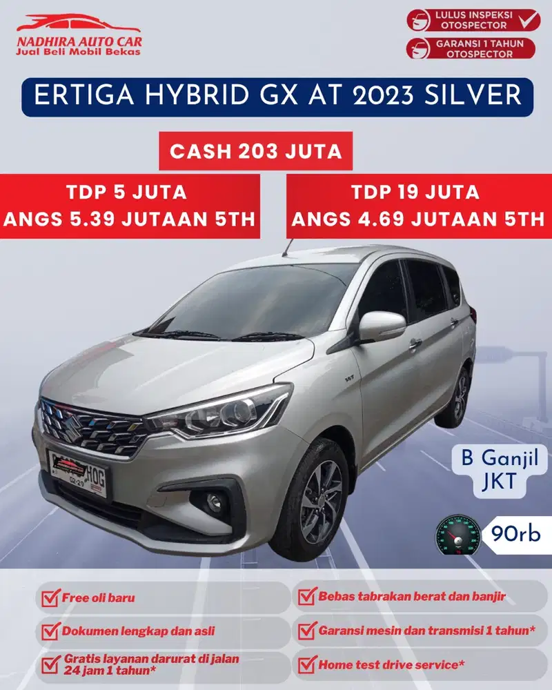 Dijual Mobil Bekas Ertiga GX Hybrid AT 2023 Silver