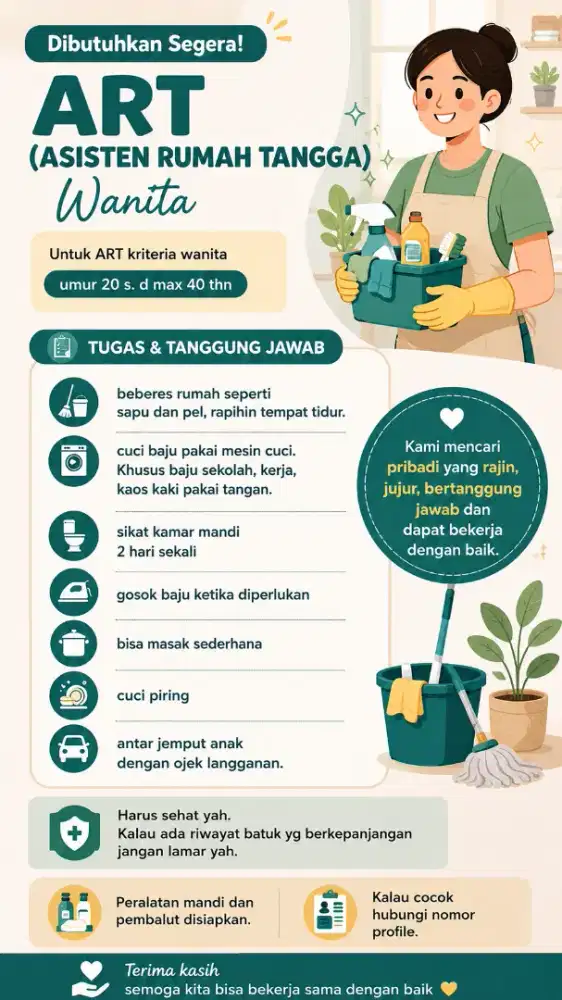 ART bisa masak sederhana dan beberes