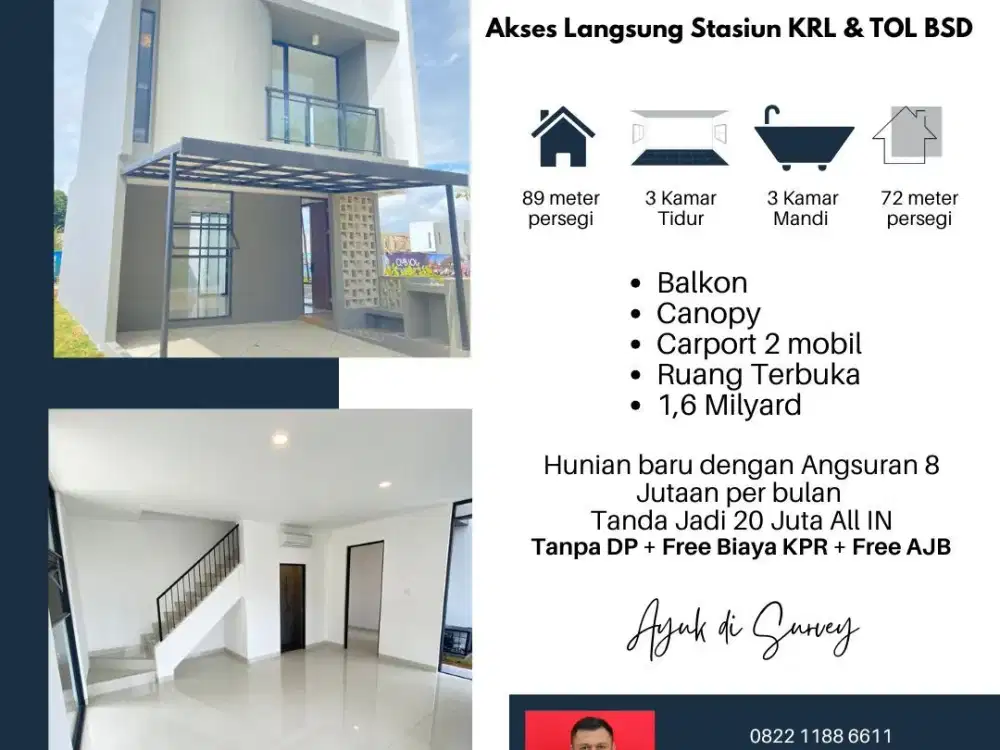 Dijual Murah Rumah Baru Tanpa DP di Cluster Giantara Serpong Hanya 5 Menit ke Pintu Tol BSD City