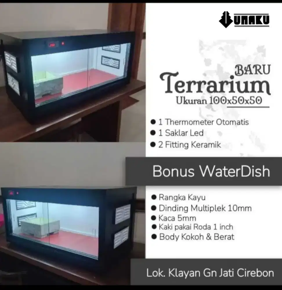 Kandang Reptil Terrarium ukuran 100x50x50