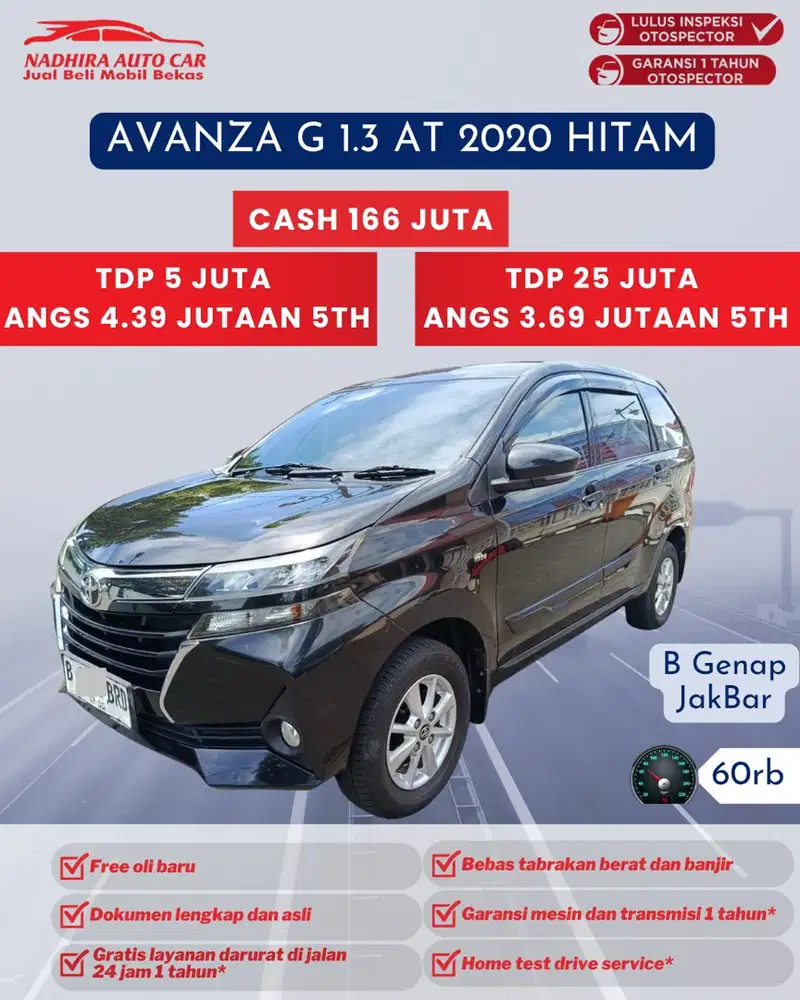 Dijual Mobil Bekas Avanza G 1.3 AT 2020 Hitam