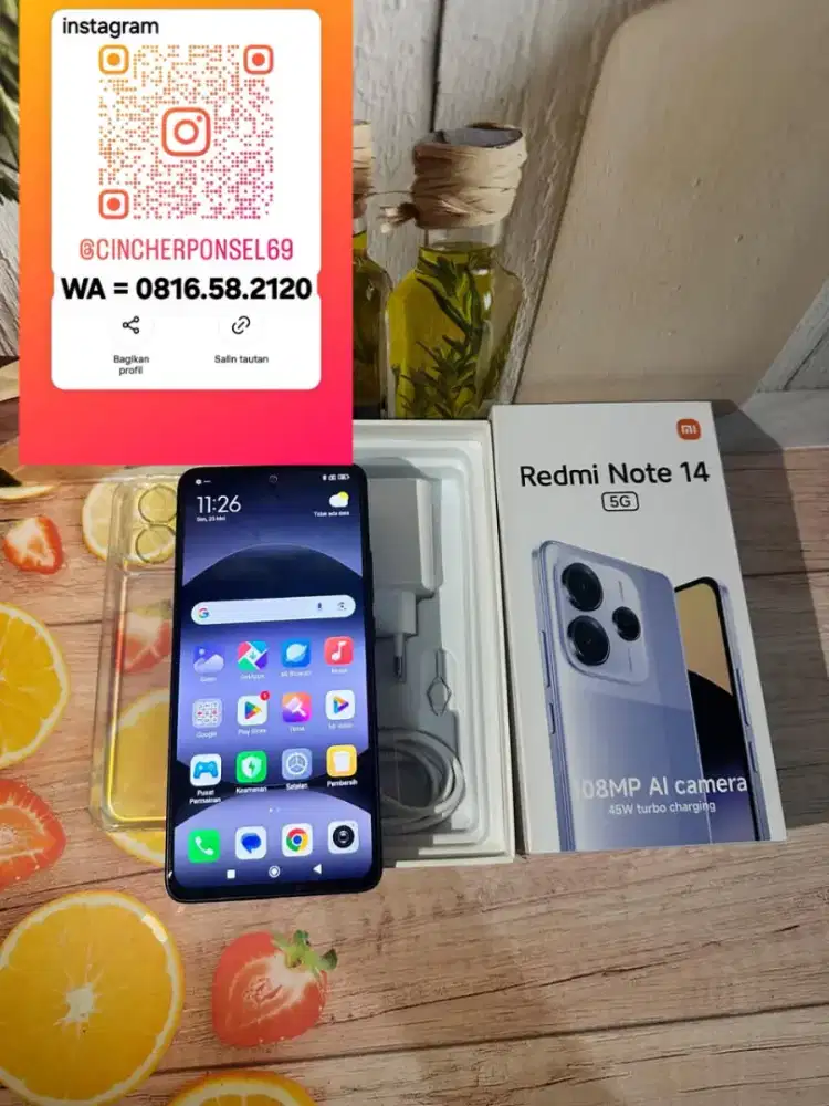 Jual hp likenew REDMI NOTE 14 5G 12/512 istimewa grns sampai 03 2027