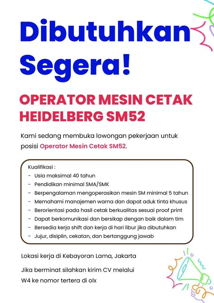 Operator Mesin Cetak Heidelberg SM52