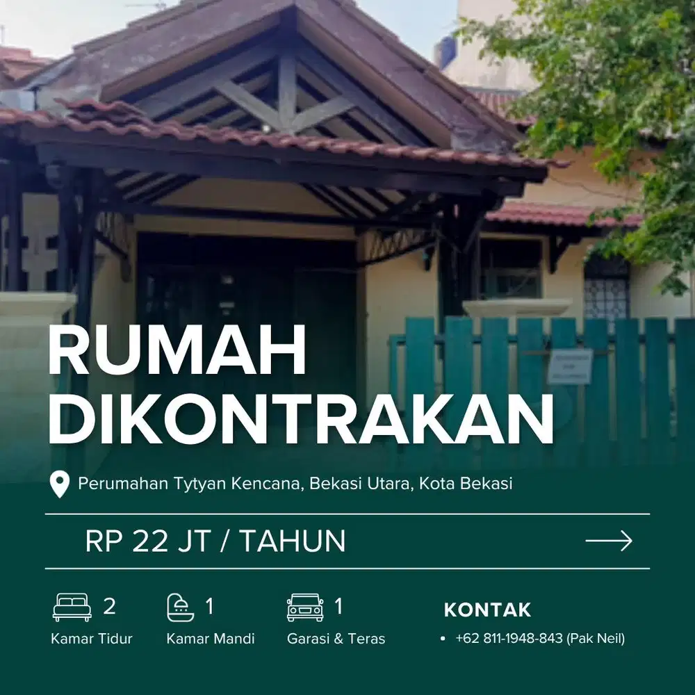 RUMAH DIKONTRAKAN DI BEKASI KOTA DEKAT SUMMARECON BEKASI