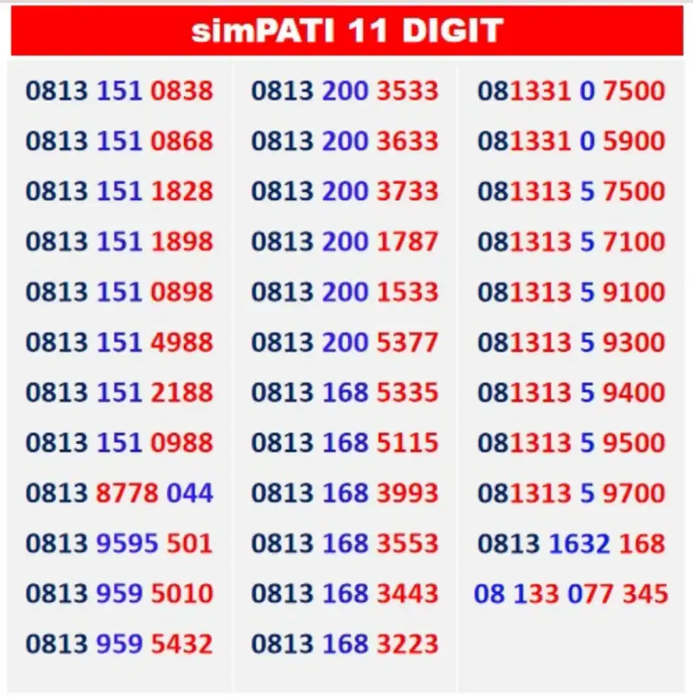 SimPATI 11 digit