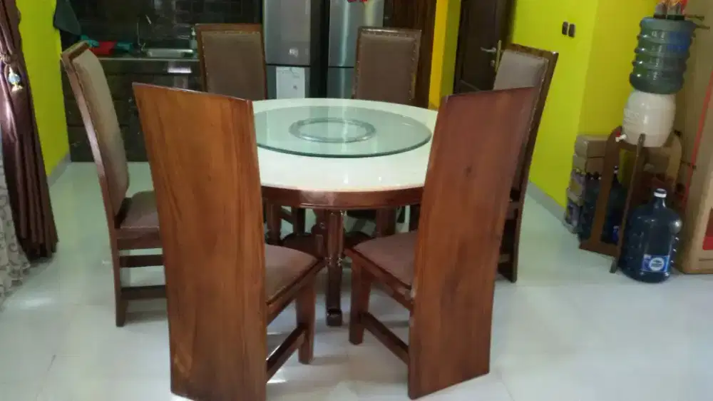 Meja Makan Jati Marmer