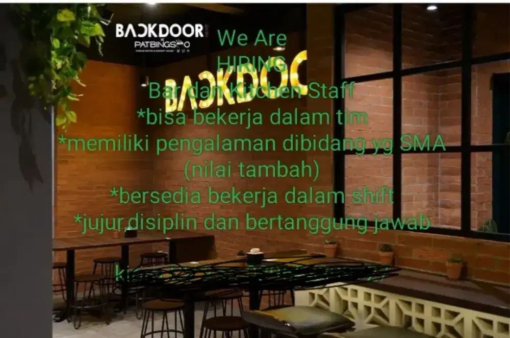 Lowongan bar dan kitchen