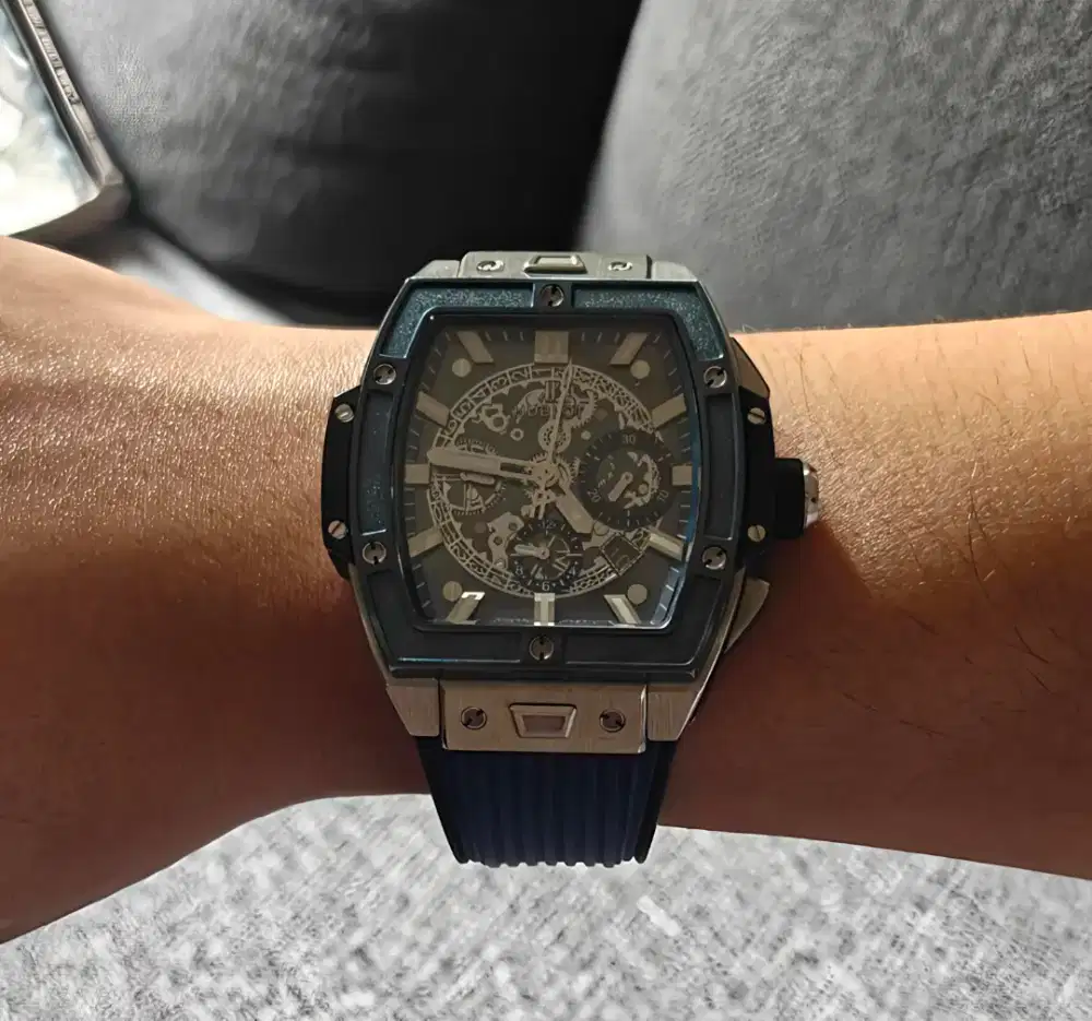 Jam Tangan Hublot Spirit of Big Bang 44 mm Titanium Skeleton Navy