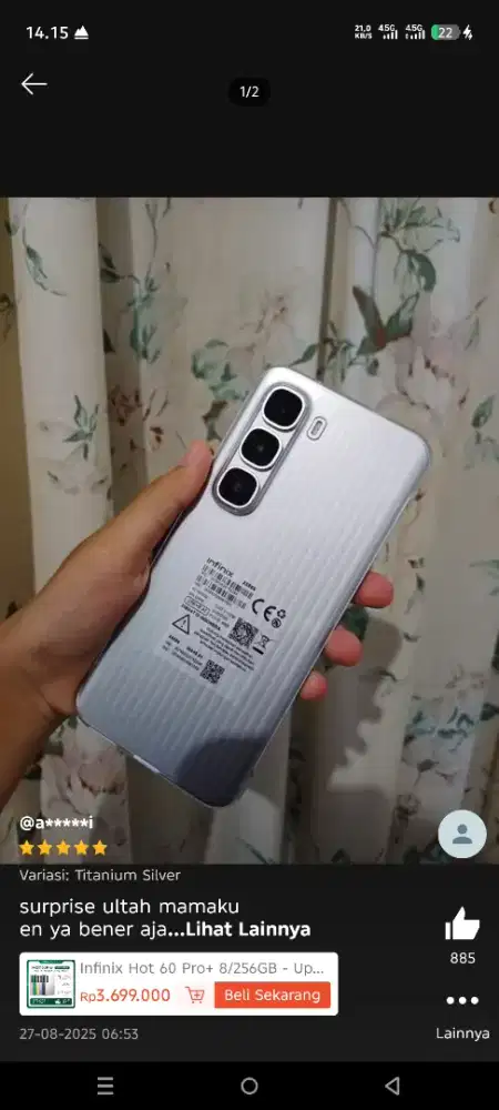 Handphone Infinix hot 60 pro plus 16/256