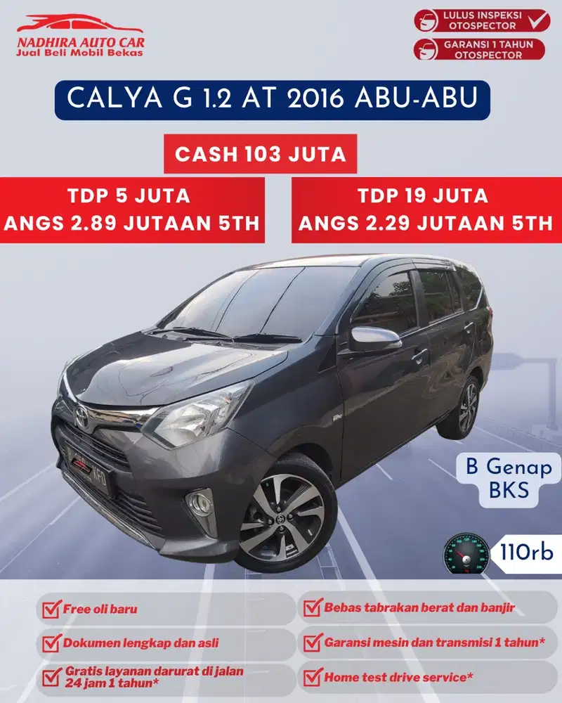 Dijual Mobil Bekas Calya G 1.2 AT 2016 Abu-abu