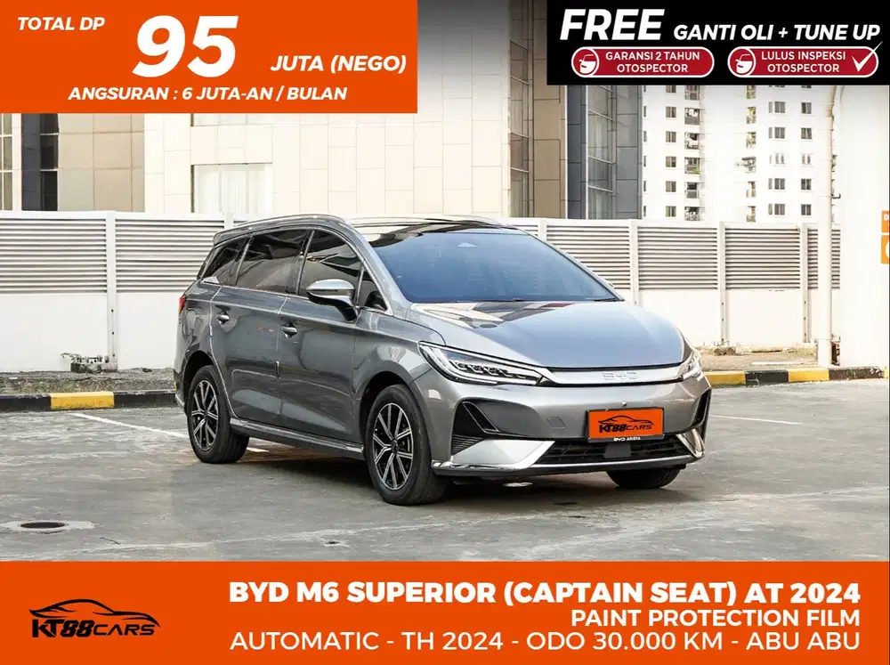 [BERGARANSI] BYD M6 SUPERIOR CAPTAIN SEAT TAHUN 2024 GENAP ABU ABU