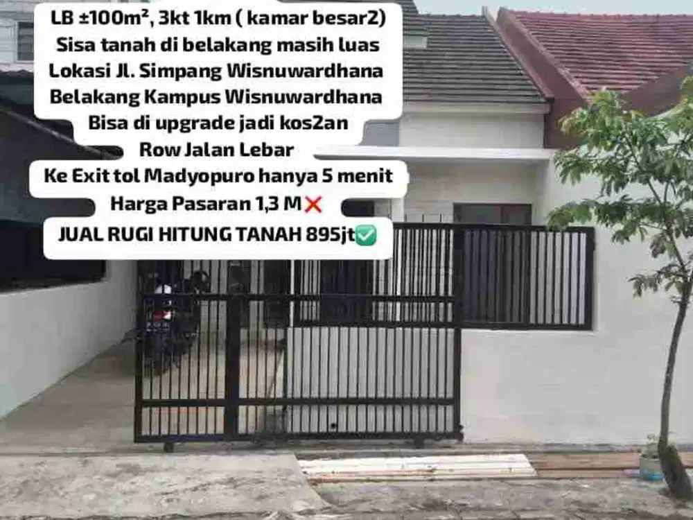 Jual Rugi Rumah Wisnuwardhana Sawojajar Malang Kota
