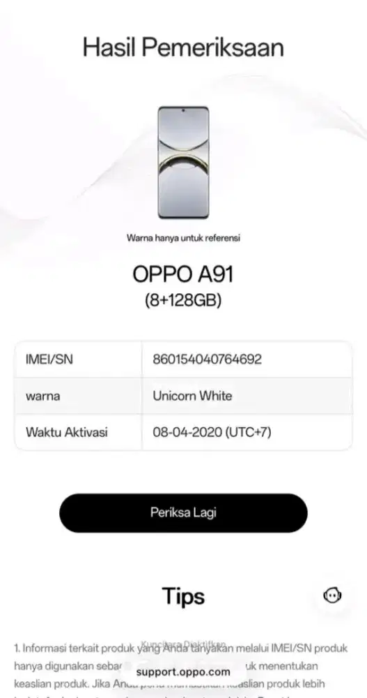 OPPO A91 Ram 8+5/128 Fullset