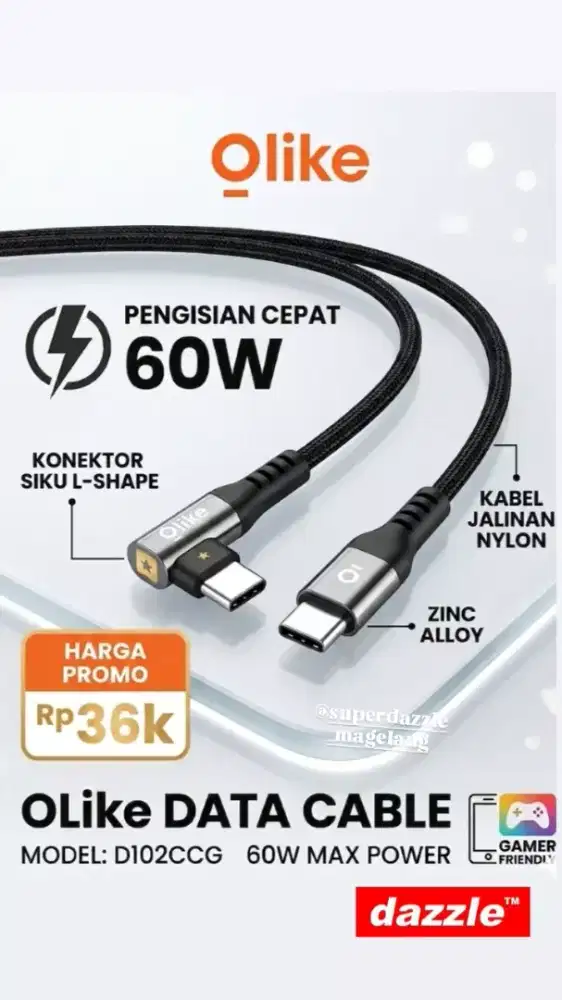 Kabel data olike D102ccg letter L black