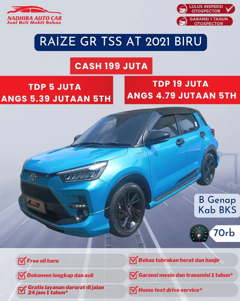 Dijual Mobil Bekas Raize GR Sport TSS AT Biru