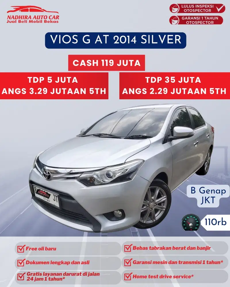 Dijual Mobil Bekas Vios G AT 2014 Silver