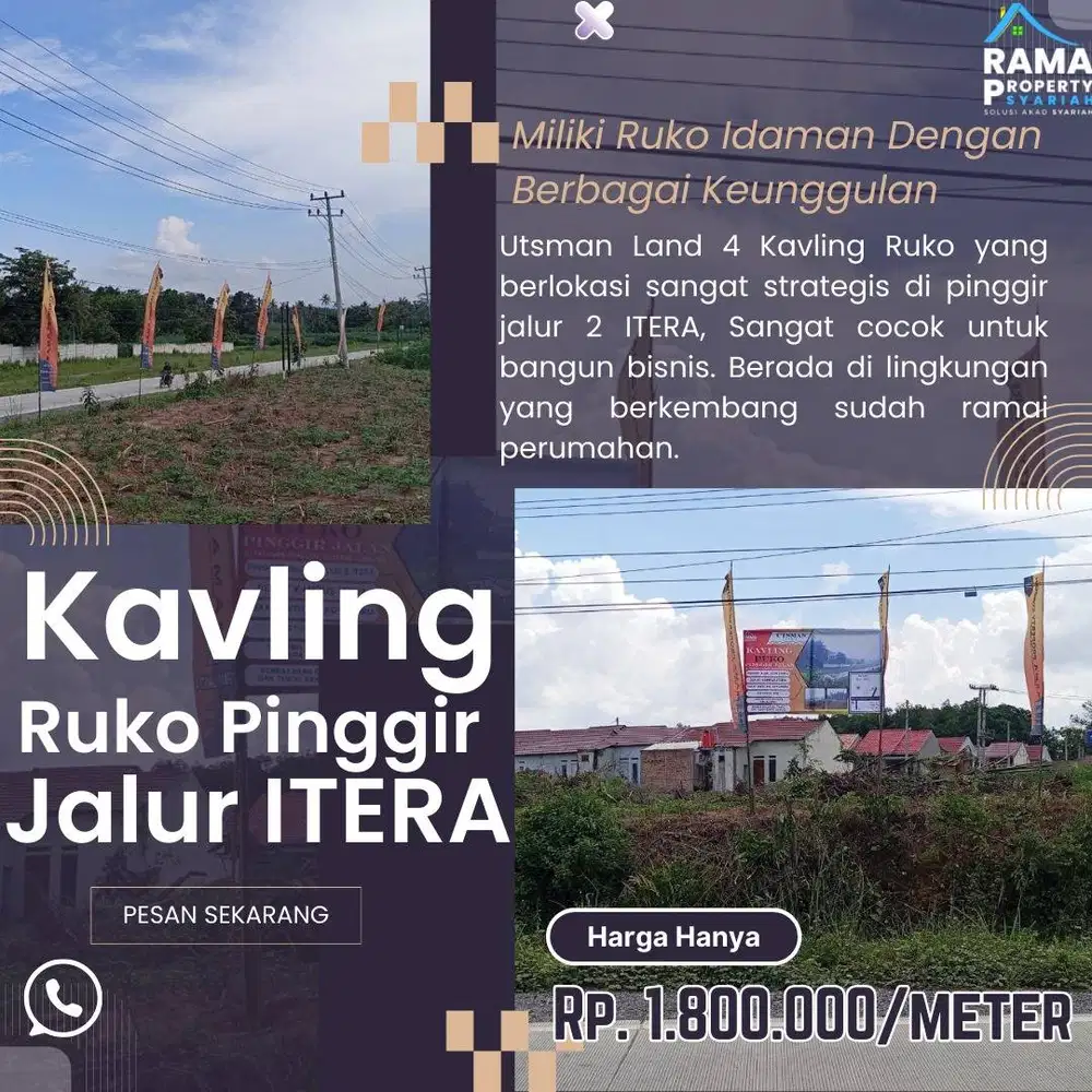 KAVLING RUKO ITERA KORPRI DEKAT WAYKANDIS KEDATON DP MURAH