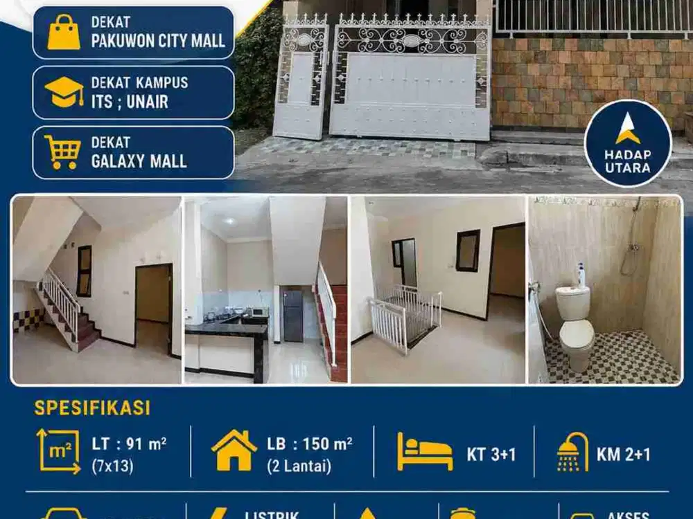 Rumah Murah 2 Lantai siap Huni di Griya Asri Pakuwon City, Mulyorejo, Sby Timur