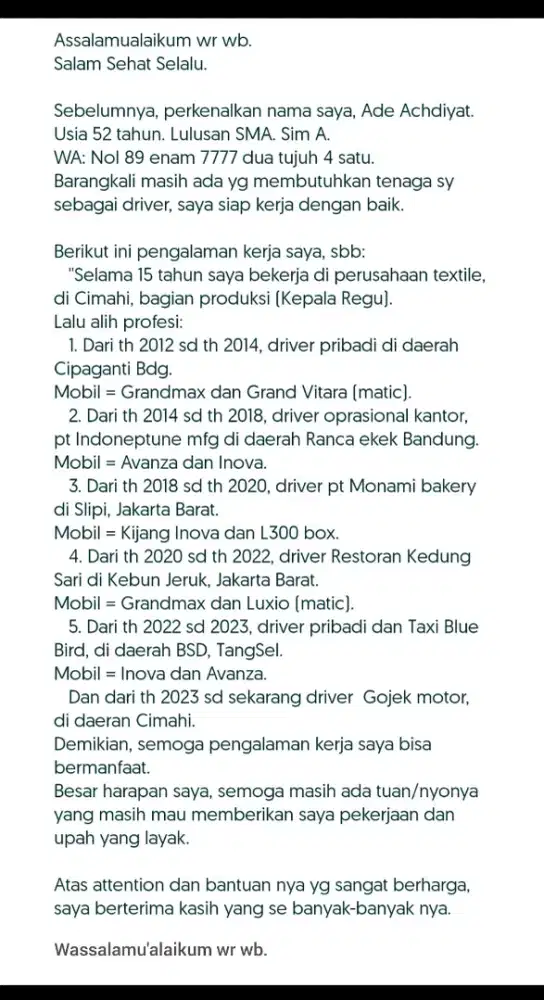 Driver Siap Kerja
