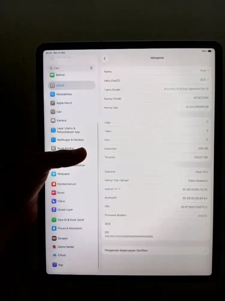 Ipad Pro 12.9 Gen 3 256gb wifi+cell