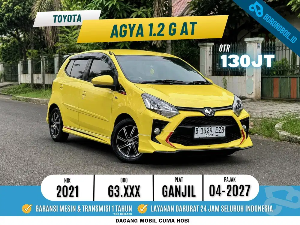 TOYOTA AGYA G 1.2 MATIC 2021 KUNING PAJAK PANJANG