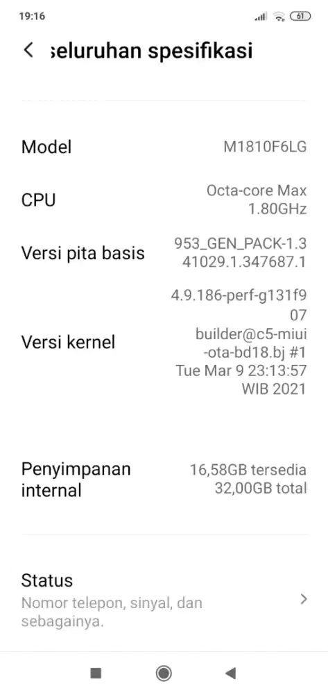 Handphone redmi 7 ram3