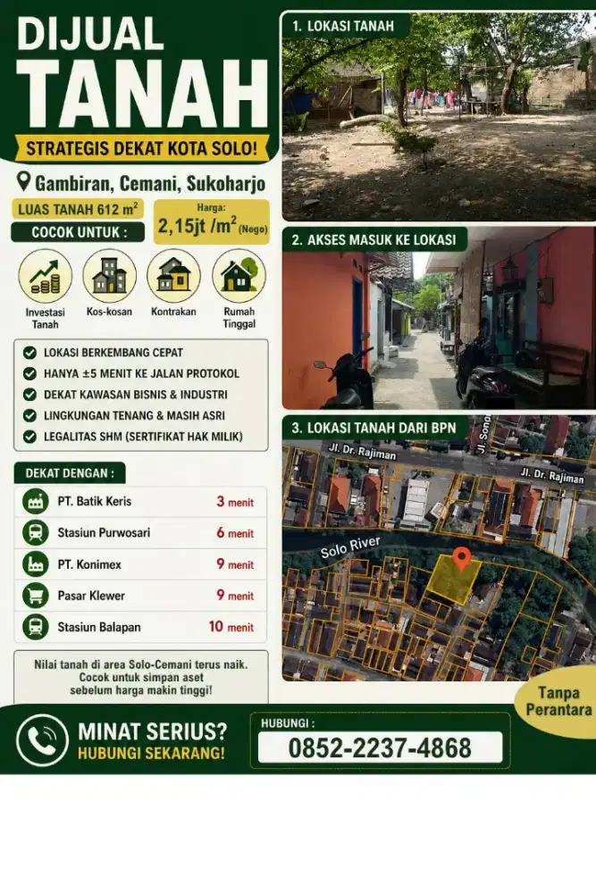 Dijual tanah strategis dekat pusat Kota Solo