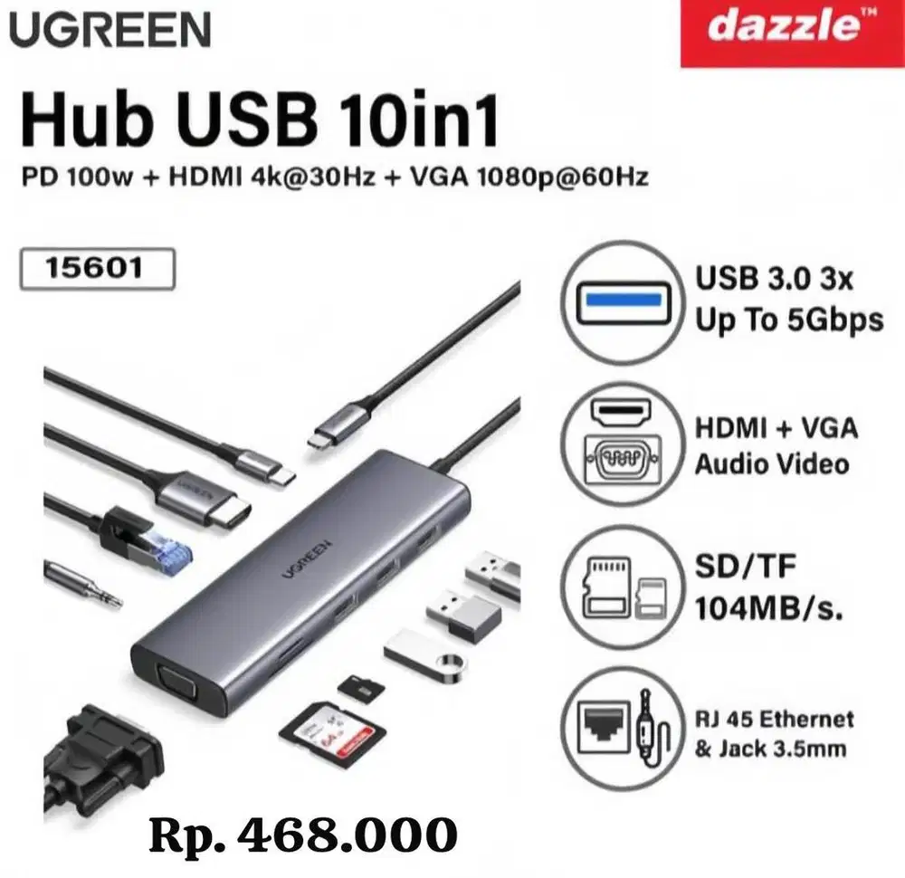 UGREEN HUB USB 10 in 1