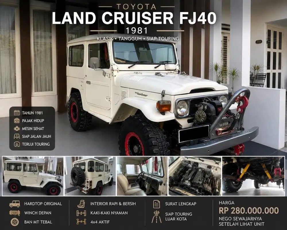 Toyota Land Cruiser FJ40 Hardtop 1981 Pajak Hidup Siap Touring