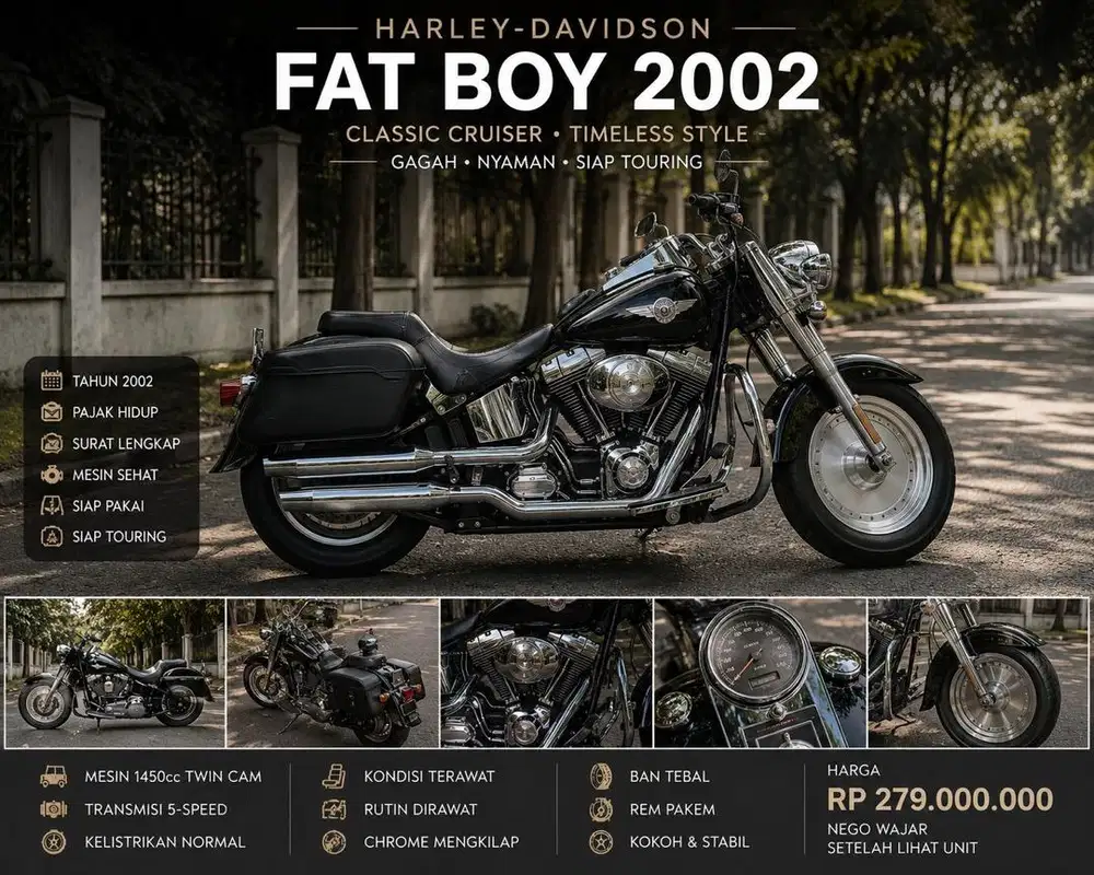 Harley Davidson Fat Boy 2002 Pajak Hidup Surat Lengkap