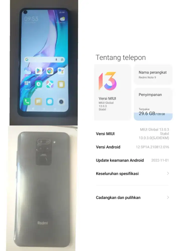 Xiaomi Redmi Note 9 6/128 (Batangan)