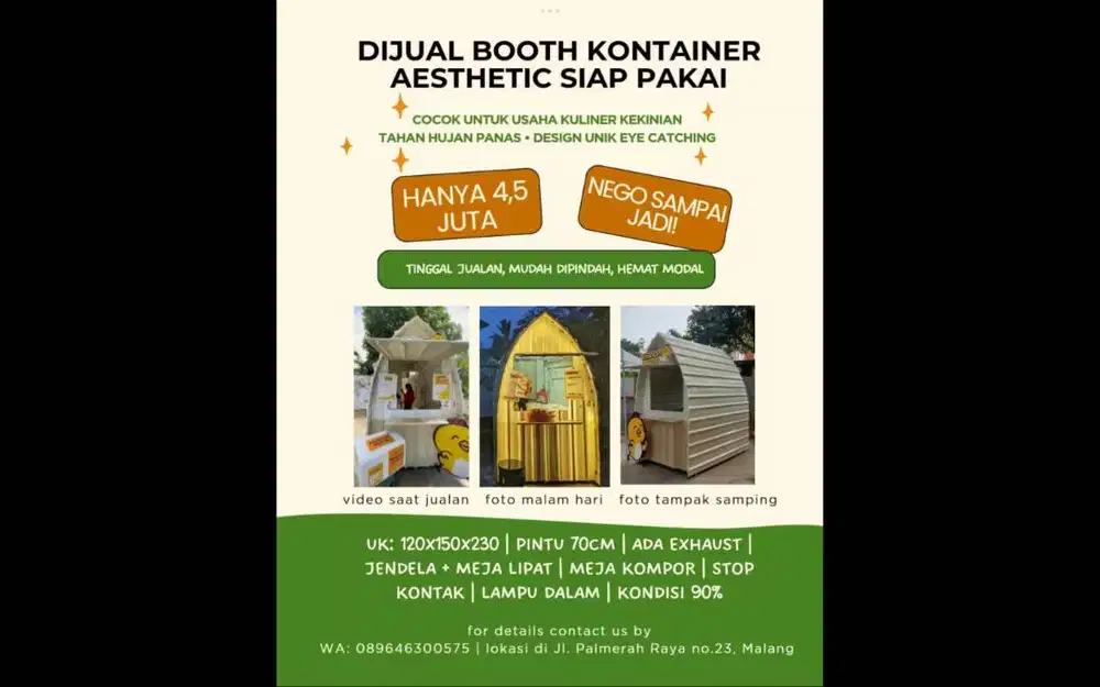 Dijual Booth Kontainer Aesthetic, Siap Pakai Kondisi 90% Layak Pakai!