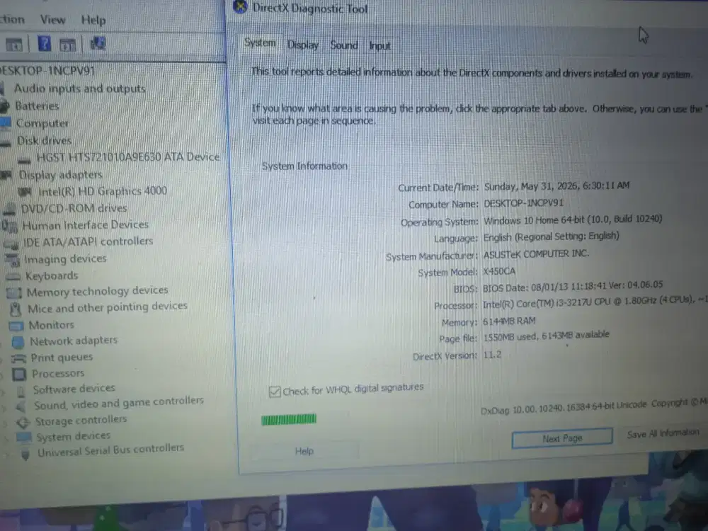 Laptop asus x450c