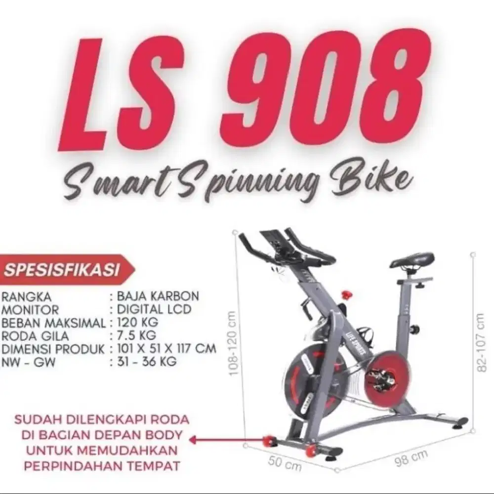 LIFESPORTS alat fitness sepeda statis spinning bike LS908