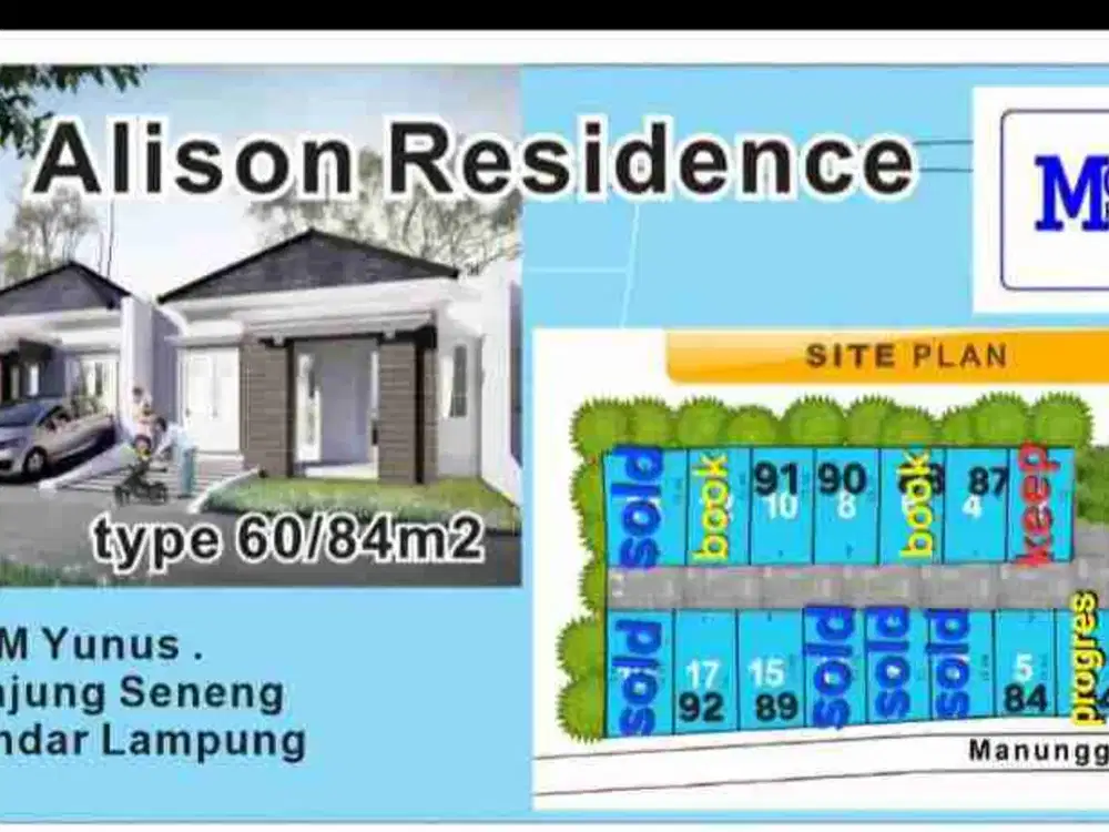 DI JUAL RUMAH ONE GATE ALISON TANJUNG SENENG BANDAR LAMPUNG
