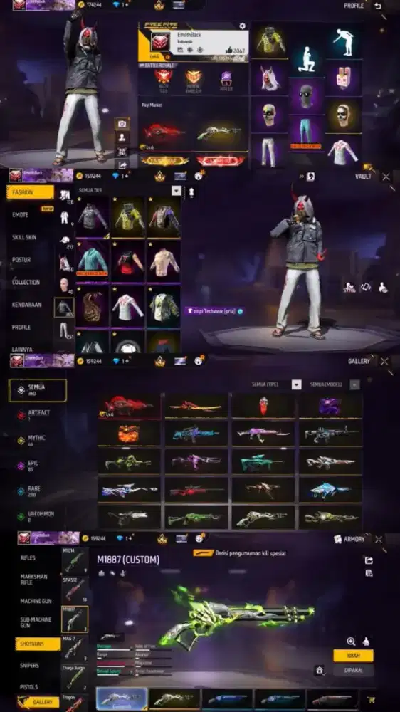 Akun Free Firee Ready speknya sg lumut