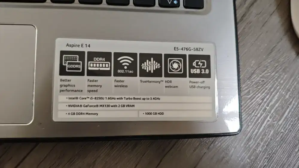 laptop accer aspire e5-476G nego