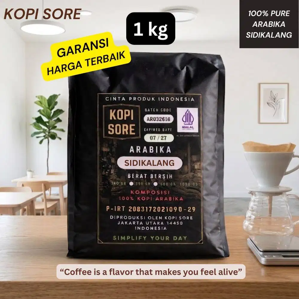 KOPI ARABIKA SIDIKALANG Premium 1 Kg - Aroma Harum, Rasa Asam Sedang