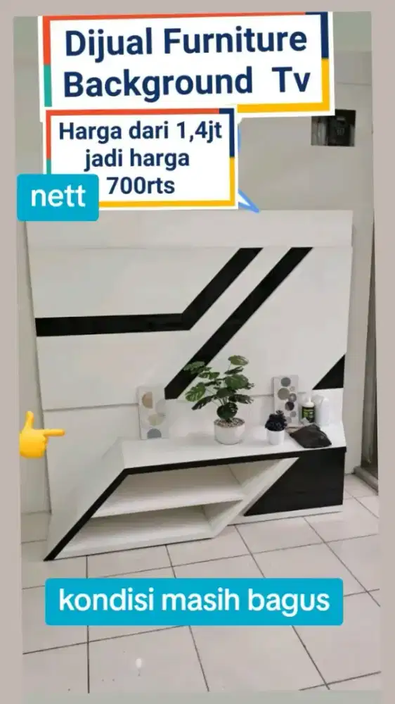 furniture background tv 700rts nett,furniture meja tamu nett 250