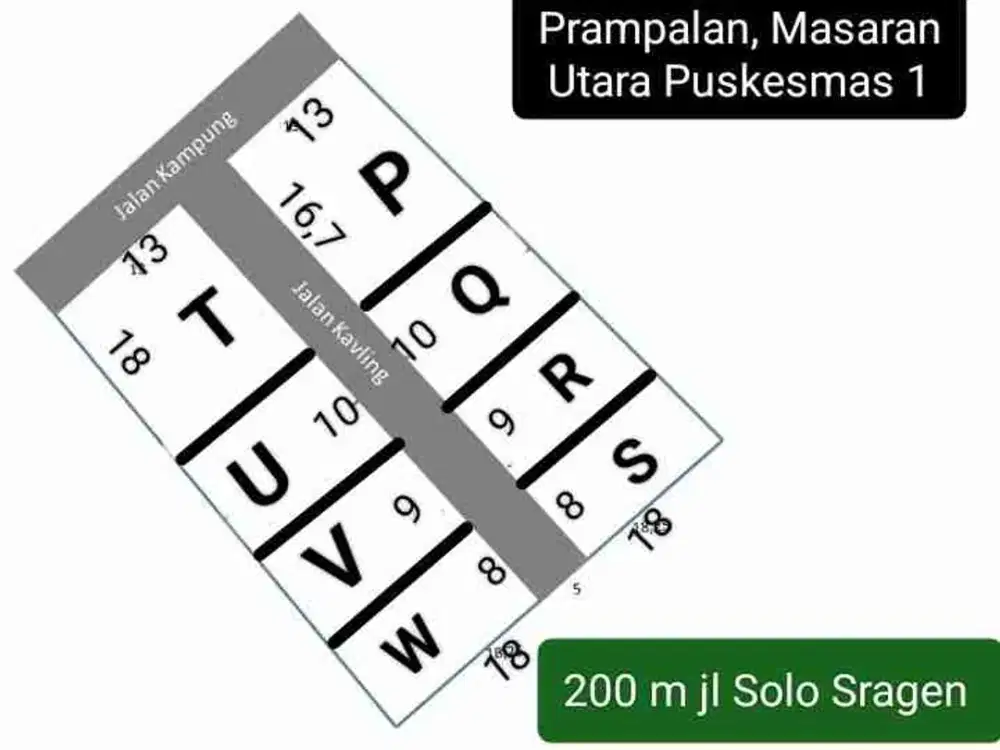 tanah kavling Utara puskesmas Masaran 1 Sragen