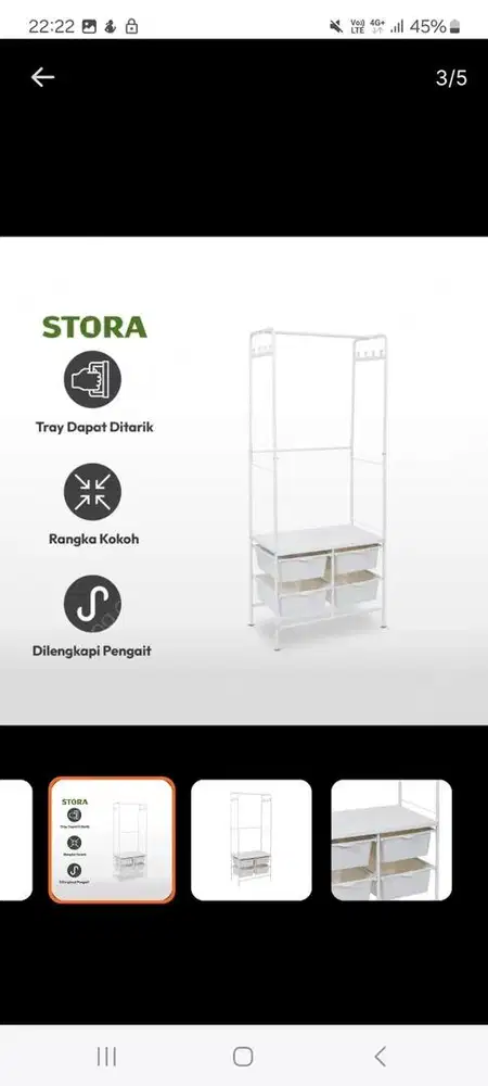 STORA - Rak Baju Gantung Dengan 4 Plastik Tray