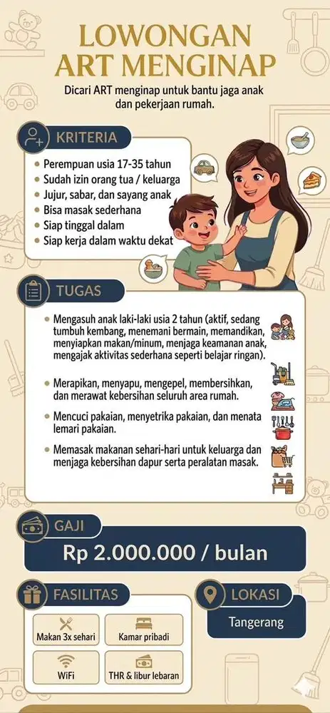 ART menginap Tangerang