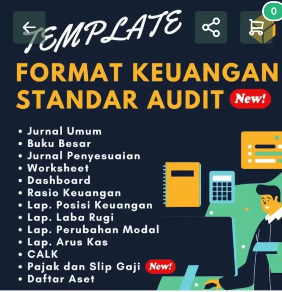 Jual template format laporan keuangan standar audit LENGKAP