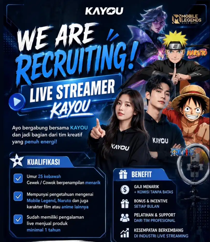 LOWONGAN KERJA LIVE STREAMER